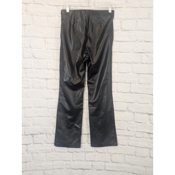 Zara Faux Leather Black Pants High Rise Straight Leg Side Zip Medium - Picture 2 of 8